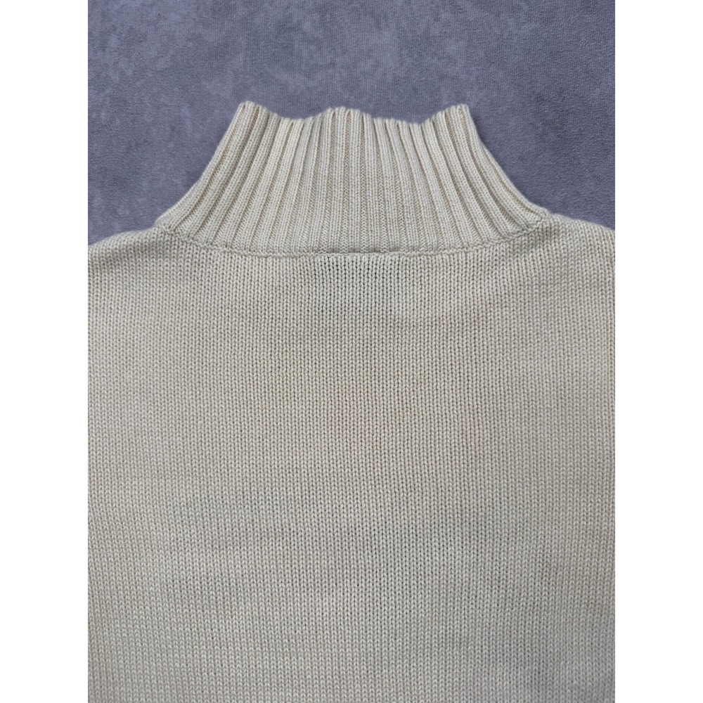VTG Ralph Lauren Polo Jeans Co American Flag Mock Cotton Sweater Beige Womens S - Picture 12 of 13